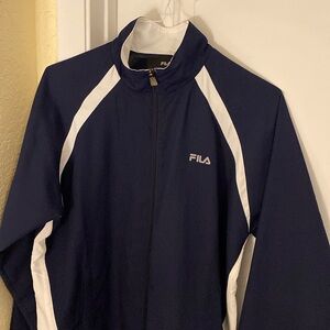 Fila Mens Mesh Lined Zip Front Jacket Navy Blue Size Medium.